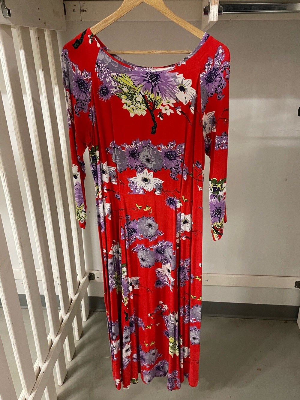 Ruby Rocks Red Floral Long Sleeve Midi Dress